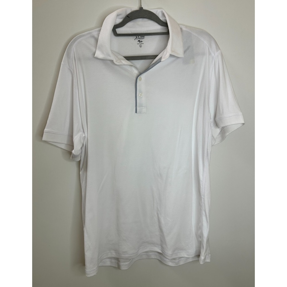 NEW J. Crew Men's Coolmax Performance Polo Shirt White Large Preppy Golf Travel - Picture 8 of 8